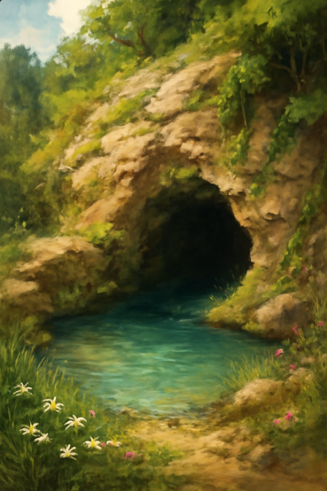 Manantial de Chicche Puquio rodeado de vegetación